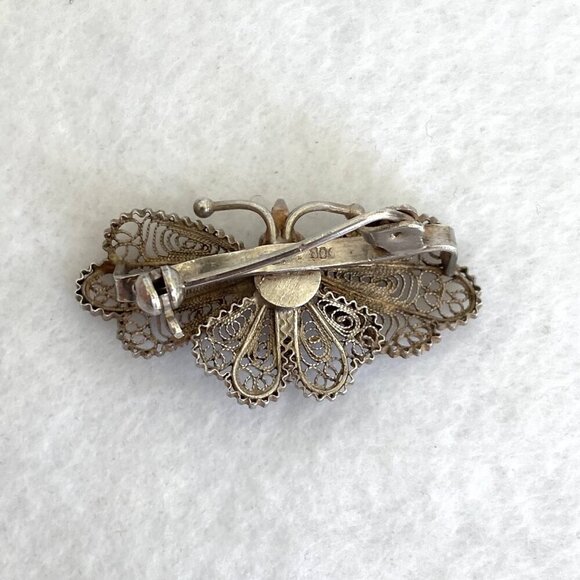 VTG 800 Silver Dainty Spun Silver Butterfly Brooch Pin Insect Brooch - Picture 7 of 14